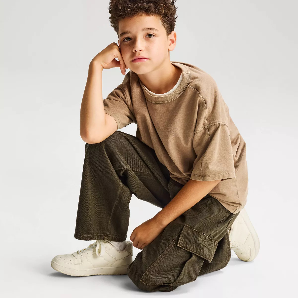 Boys' Baggy Fit Cargo Pants - Cat & Jack™ Light Wash 12 | Target