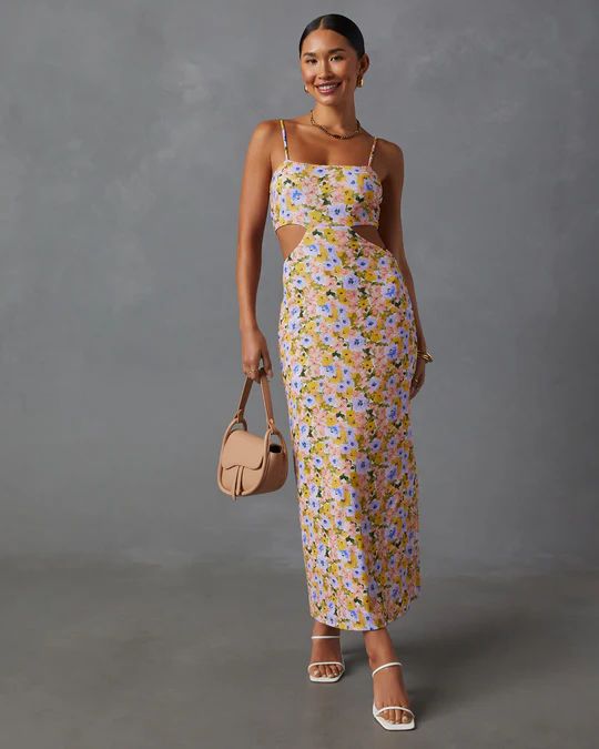 Skylar Side Cutout Floral Print Midi Dress | VICI Collection