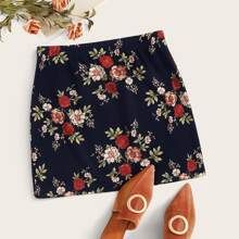 Plus Floral Print Mini Skirt | SHEIN