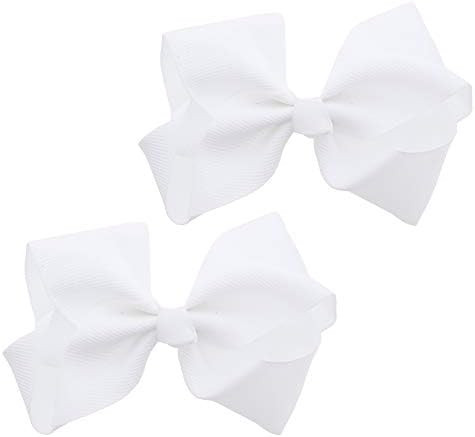 3 Inch Grosgrain Bow for Little Girls- Set of 2 (White) | Amazon (US)