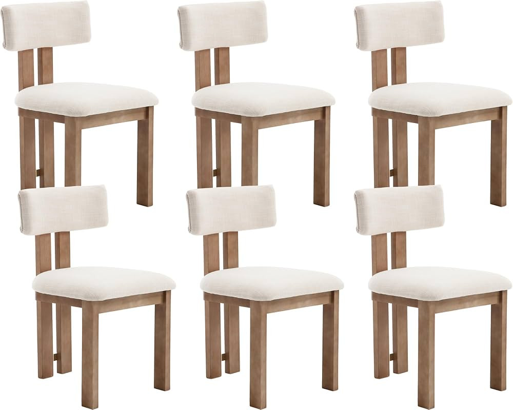 VESCASA Upholstered Dining Chairs with Curve Open Back, Dining Chairs with Natural Wood Legs for ... | Amazon (US)