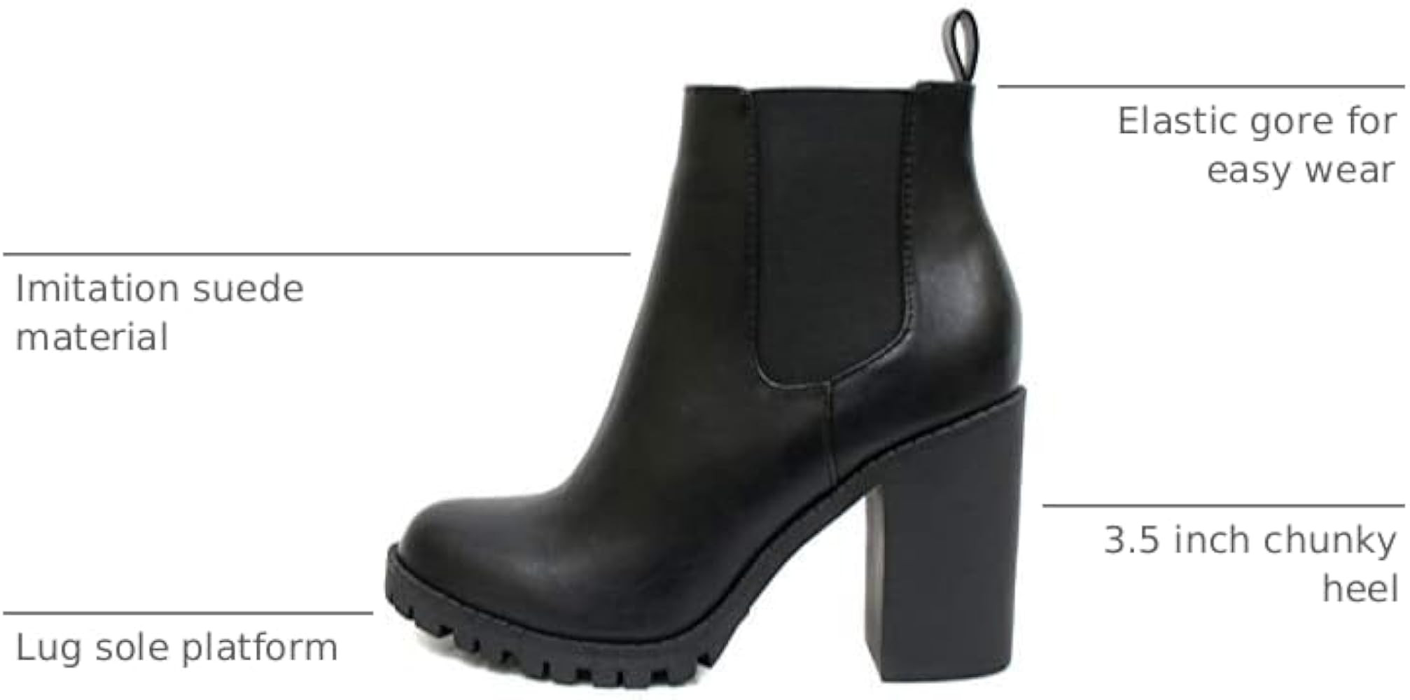 Soda Glove - Ankle Boot w/Lug Sole Elastic Gore and Chunky Heel | Amazon (US)