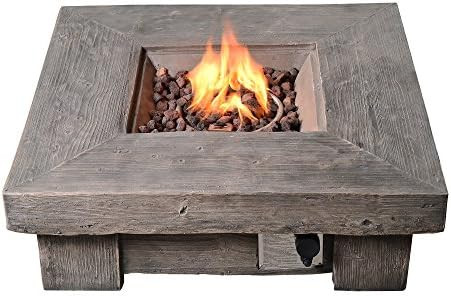 Peaktop HF11501AA Propane Gas Wood Look Square 40,000 BTU Fire Pit Table for Outdoor Patio Garden... | Amazon (US)