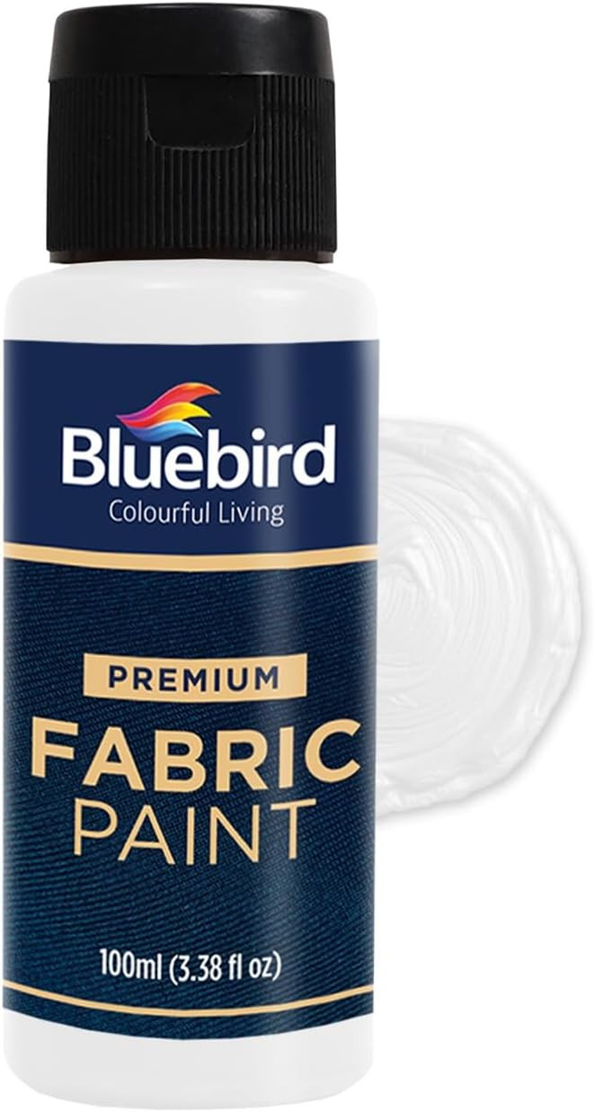BLUEBIRD Fabric Paint, White, 3.4 Fl Oz, Permanent Fabric Paints for Clothes, Furniture Upholster... | Amazon (US)
