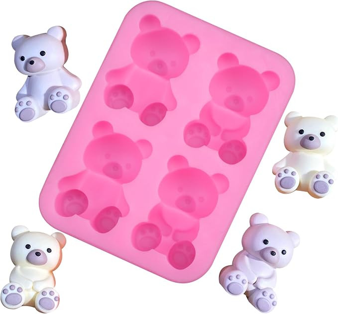 4-Cavity Bear Silicone Mold Valentine’s Day Fondant Mold Cute Bear Chocolate Fondant Mold for C... | Amazon (US)