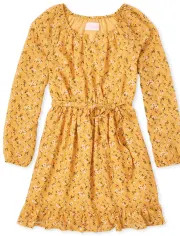 Girls Long Sleeve Floral Print Woven Peasant Dress | The Children's Place | The Children's Place