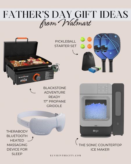 Father’s Day gift ideas from Walmart include a Blackstone grill, a paddle ball set, Therabody smart goggles, and a counter top ice maker. 

Father’s Day gifts, gifts for him, gifts under 100, gifts for dad 

Please write description next to the item. 


#WalmartPartner
#WalmartFinds
@Walmart

#LTKmens #LTKGiftGuide #LTKhome
