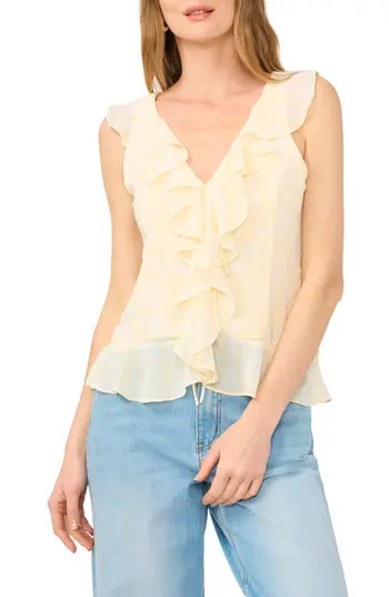 1.STATE Ruffle V-Neck Top in Pastel Yellow at Nordstrom Rack, Size X-Small | Nordstrom Rack
