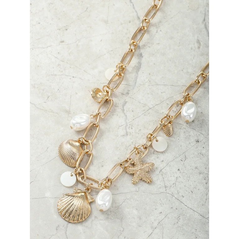 Time and Tru Goldtone Coastal Charm Necklace, 1 Piece - Walmart.com | Walmart (US)