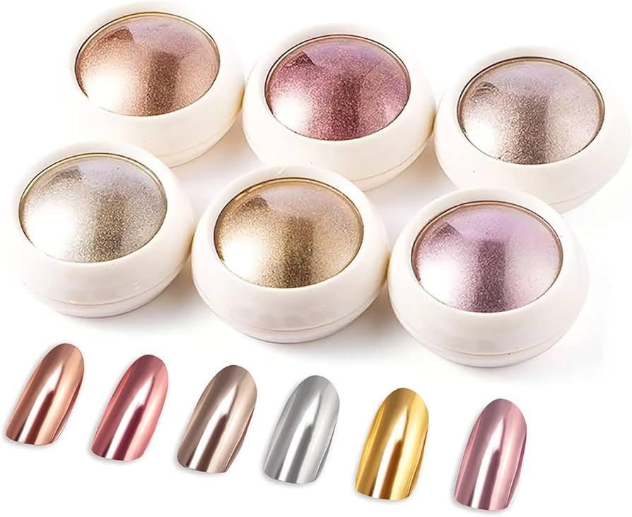 Gold Chrome Nail Powder BISHENGYF -【Metallic Mirror Glitter Effect】 Holographic Metallic Copp... | Amazon (US)