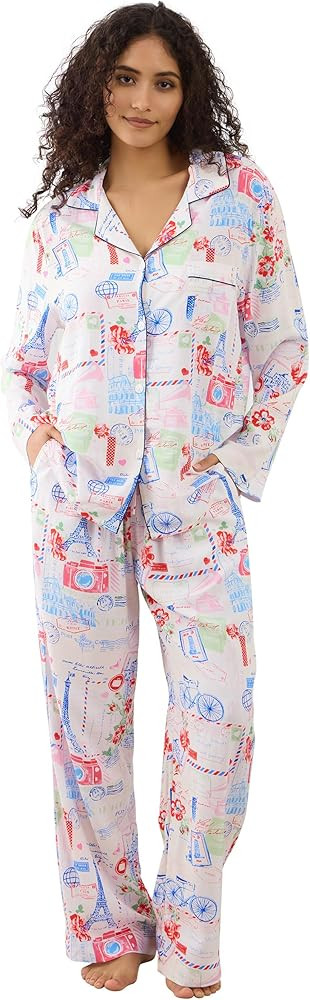 Womens Pajamas Set 2 Piece Long Sleeve Sleepwear Button Down Pjs Lounge Set Nightwear with Pocket... | Amazon (US)