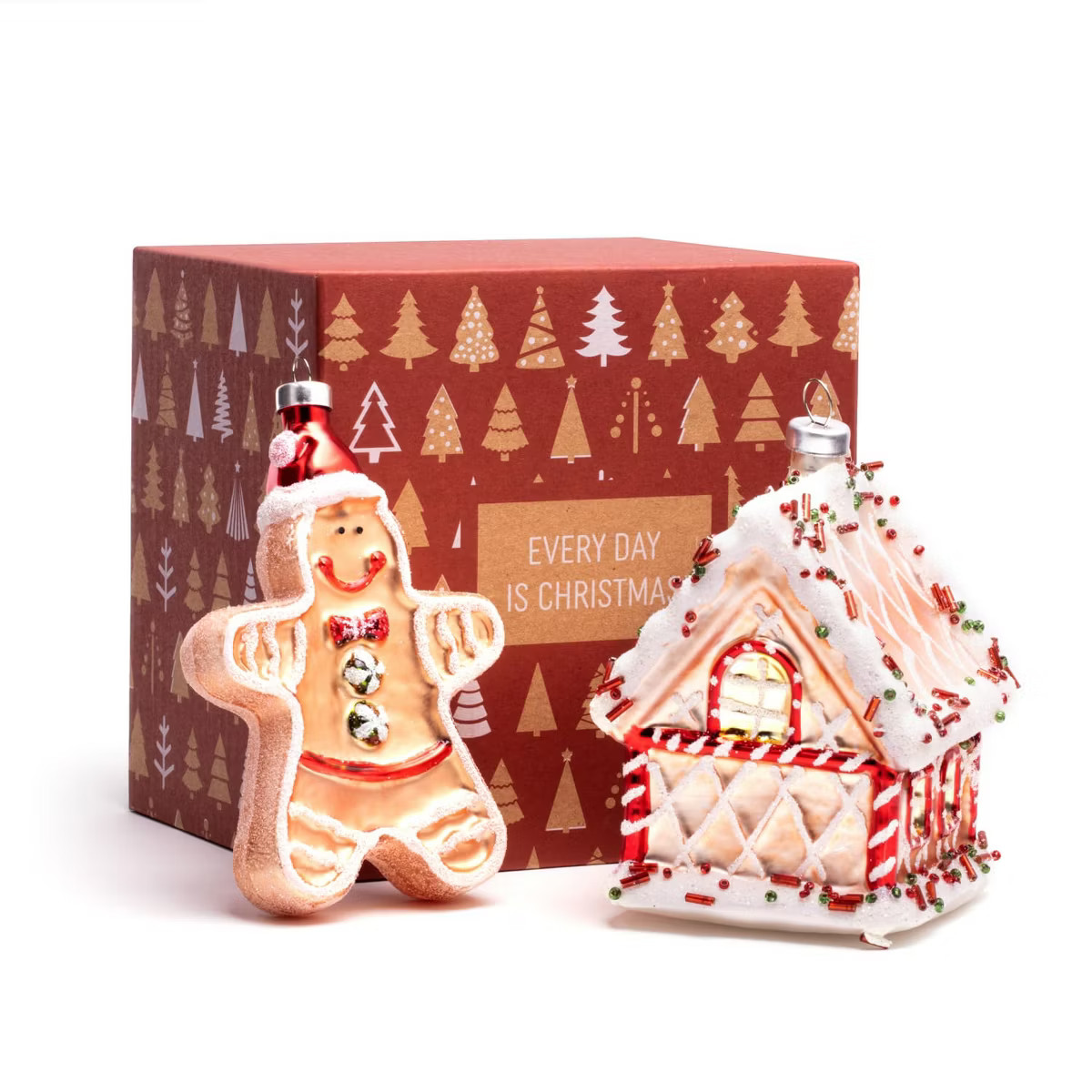 Every Day is Christmas Glass Blown Ornaments Cute Hand Made Figurines Tree Decoration, Set of 2 G... | Target