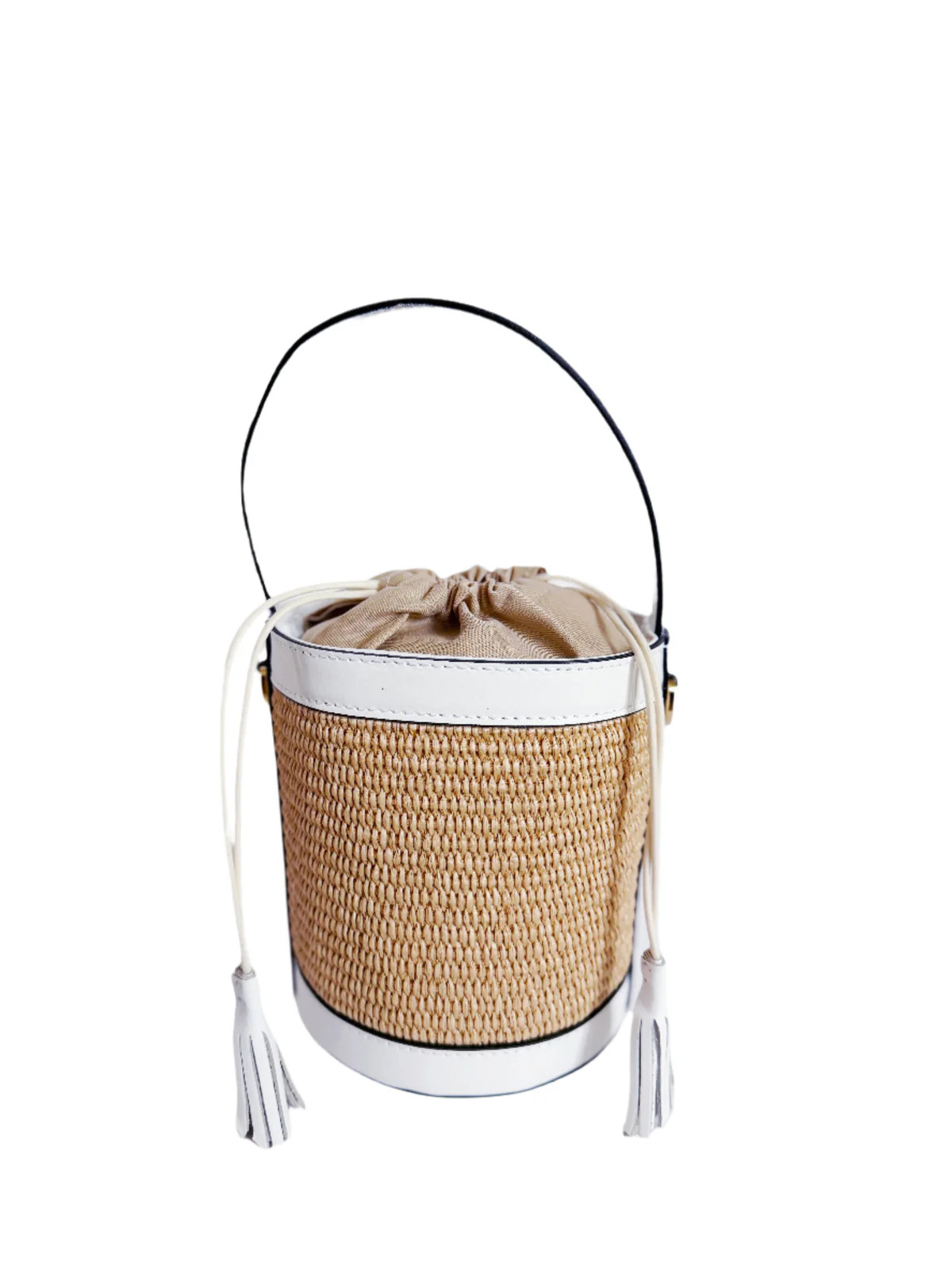 Raffia Bucket Bag in White | Over The Moon