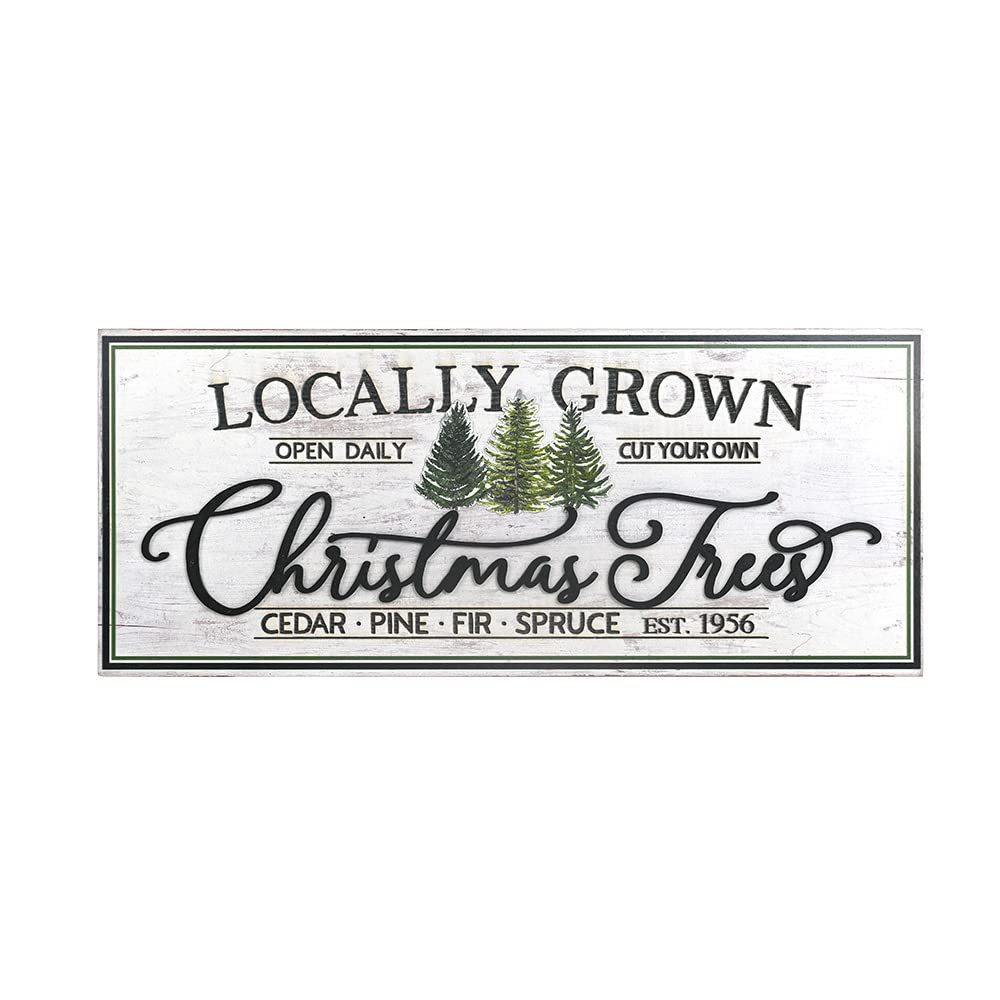 23.62“ L x 9.84" W Wood Christmas Hanging Sign Locally Grown Christmas Trees Farmhouse Wall Sig... | Amazon (US)