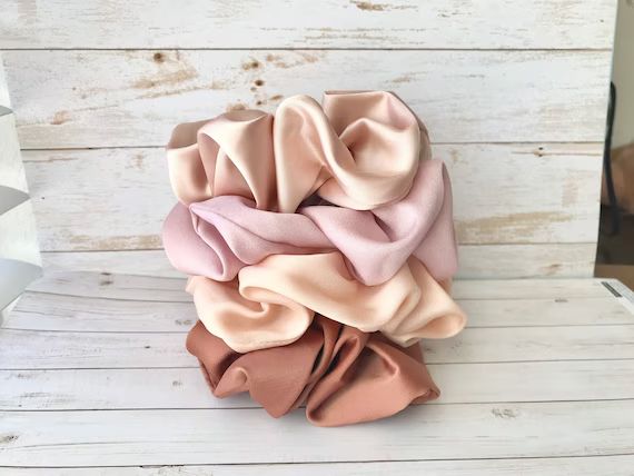 Satin Scrunchies, Hair Scrunchie Pack Set of 4, Large Scrunchies, Silky scrunchy, Silky Satin Scr... | Etsy (US)