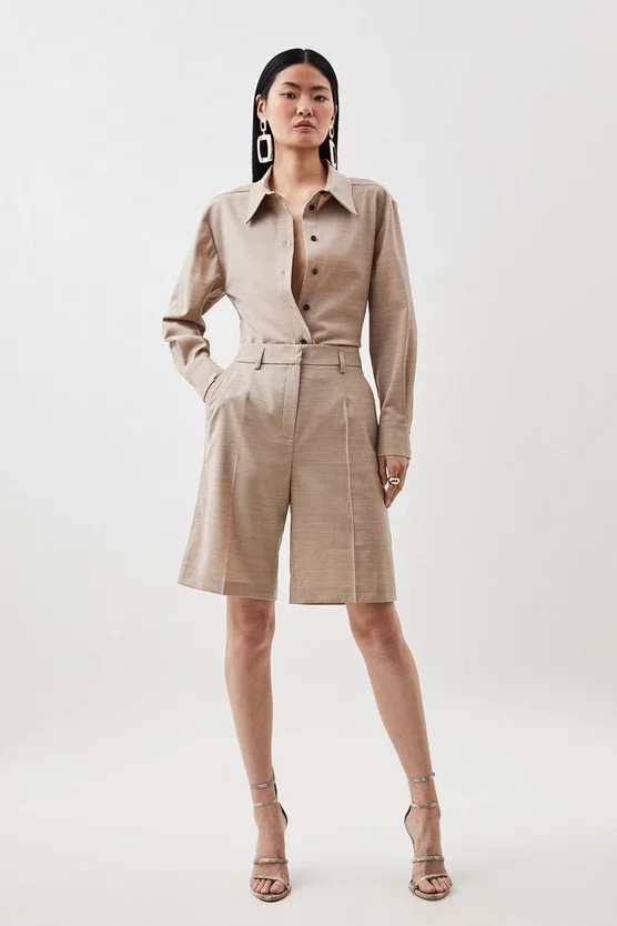 Wool Blend Tailored Short | Karen Millen US