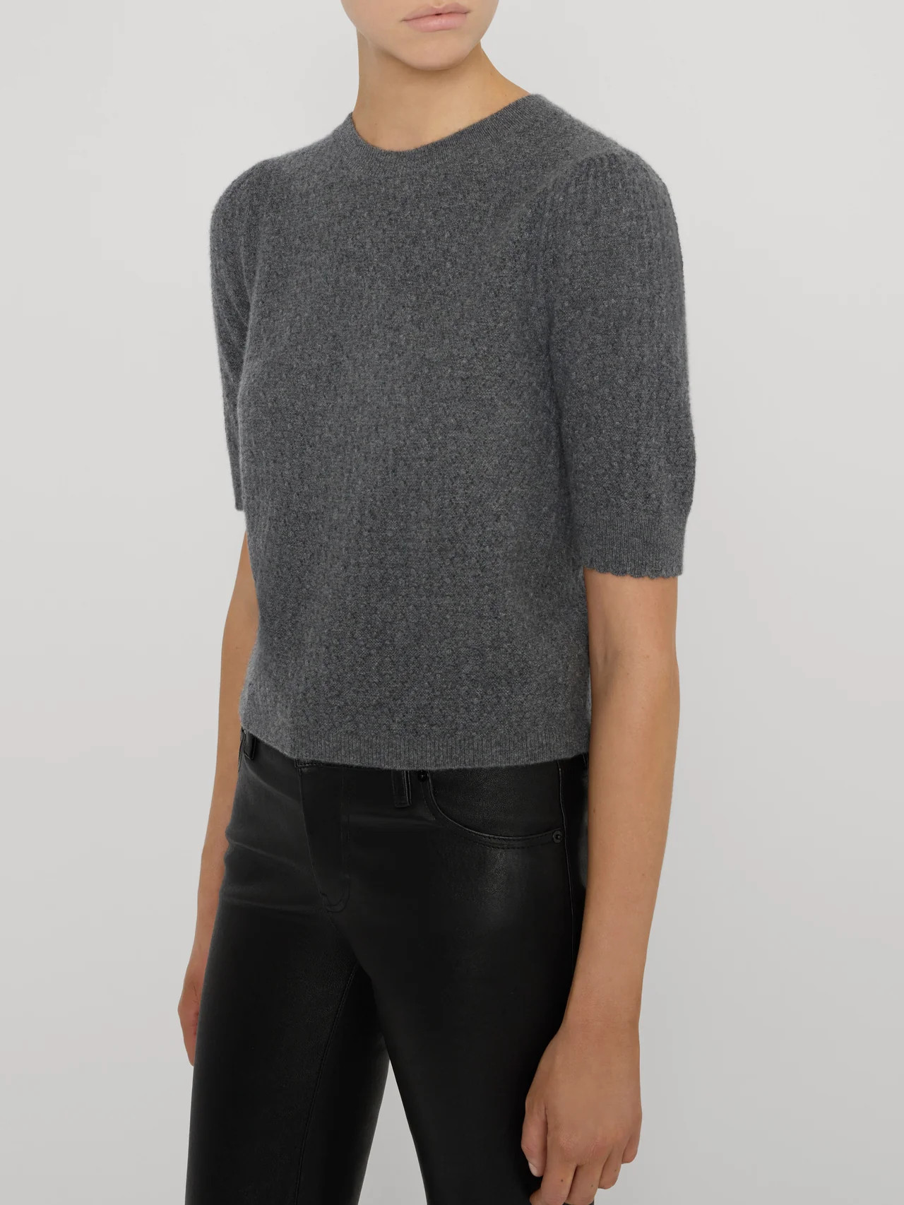 The Gathered Honeycomb Sweater -- Heather Grey | Frame Denim