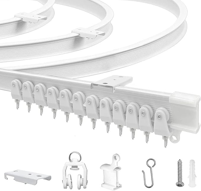 Flexible Bendable Ceiling Curtain Track, 9.8ft (3m) Curved, PVC, Metal, Plastic & Stainless Steel... | Amazon (US)