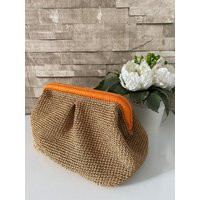 Raffia Pouch Bag, Voluminous Clutch Straw Summer Crochet Rattan Knitted Evening Clutch, Paper Rope Purse, Gift For Her | Etsy (US)