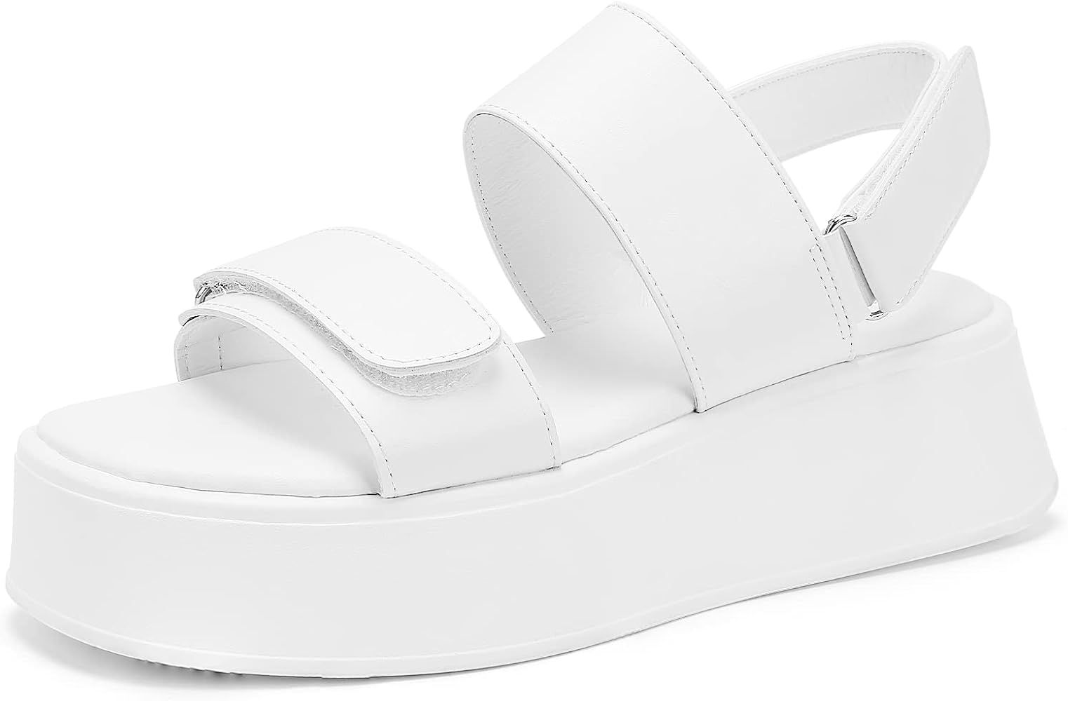 Meiiei Women's PLatform Sandals,Velcro Strap Flatform Sandals Open Toe Casual Low Wedges Sandal T... | Amazon (US)
