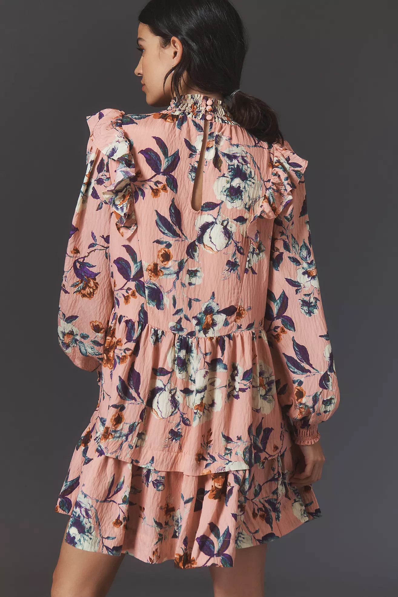 By Anthropologie Long-Sleeve Printed Smocked Mini Dress | Anthropologie (US)