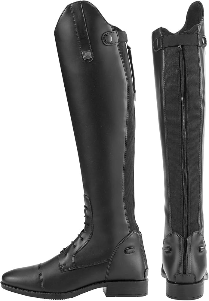 Dover Saddlery Riding Sport - Ladies' Equestrian Black Synthetic Leather Field Boots - Full - 8.5 | Amazon (US)