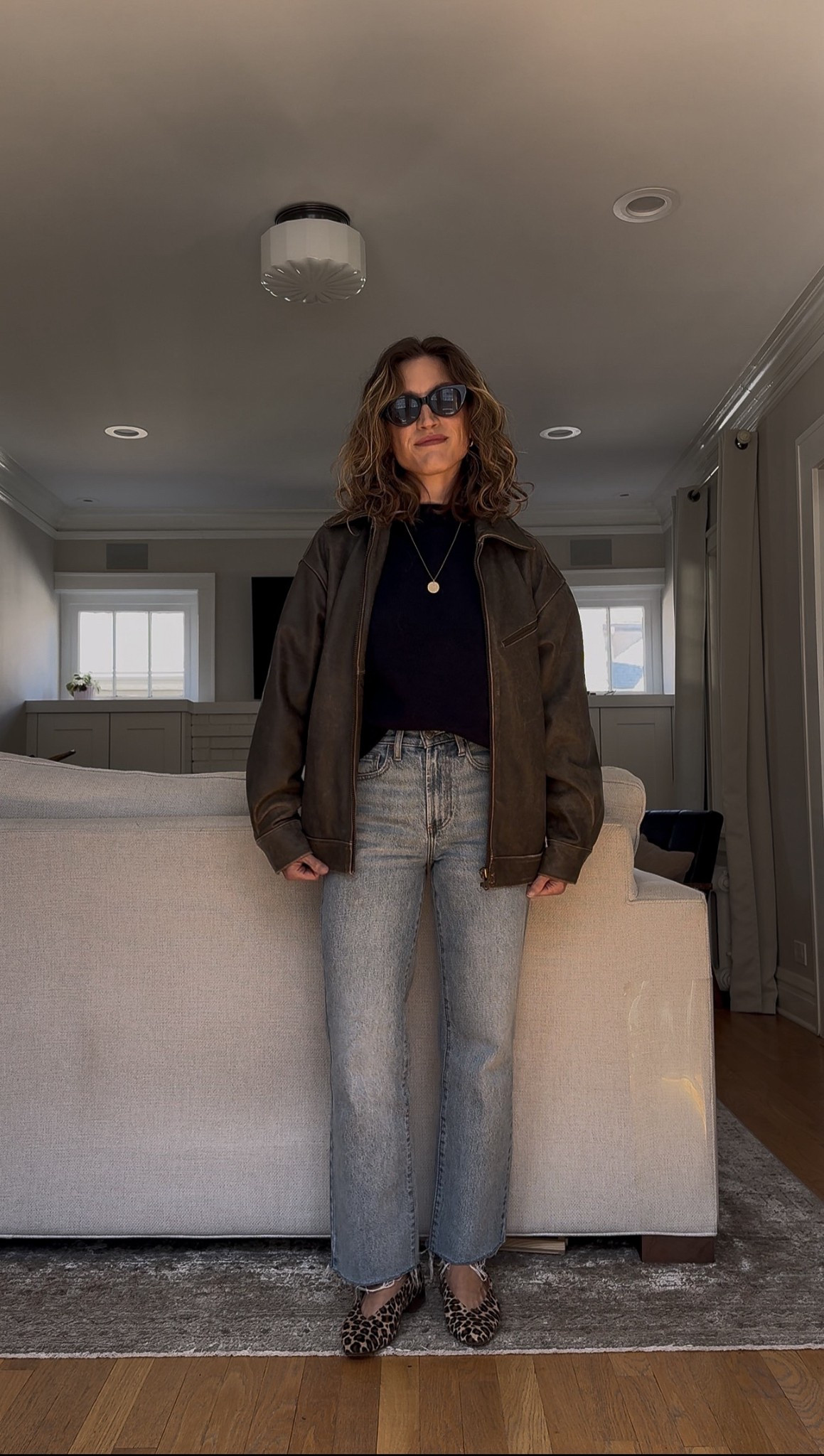 Look of the Day // 4.7

From my April capsule (coming tomorrow!)

Quince cotton sweater, XS, TTS. Quince leather jacket, XS, TTS for an oversized fit. Quince new denim! 25, TTS (I took the longer inseam!) Sèzane leopard flats. Quince sunglasses  

#LTKPetite #LTKootd #LTKOver40