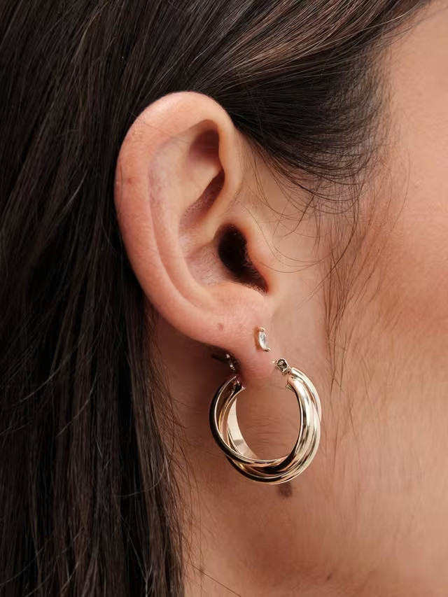 Jon RichardPolished Interlocking Hoop Earrings, Gold | John Lewis (UK)