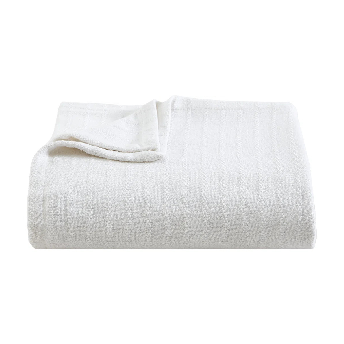 Vera Wang All Over Rib Cotton White Blanket | Wayfair North America