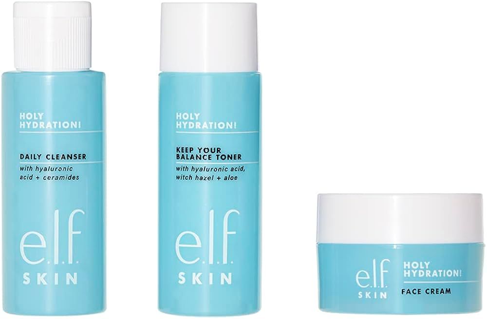 e.l.f. Skin Holy Hydration! The Essentials Mini Kit, Cleanser, Toner & Moisturizer for Hydrated &... | Amazon (US)