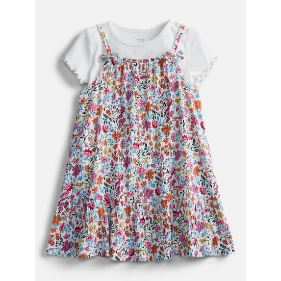 Wonder Nation Toddler Girls' Cami Dress and Tee Set, 2-Piece, Sizes 12M-5T | Walmart (US)