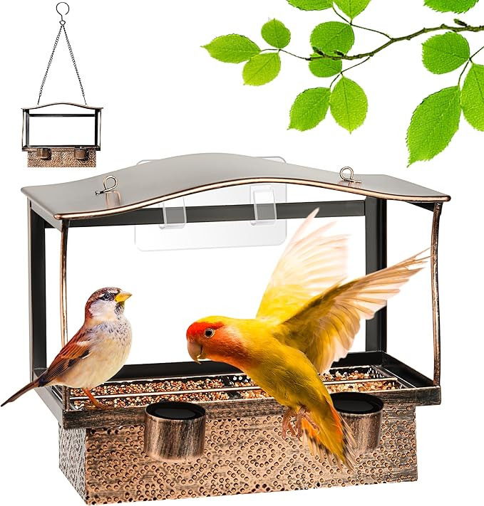 Twinkle Star Metal Bird Feeder Window, Bird Feeders for Outdoors Hanging, Strong Adhesive Hooks×... | Amazon (US)
