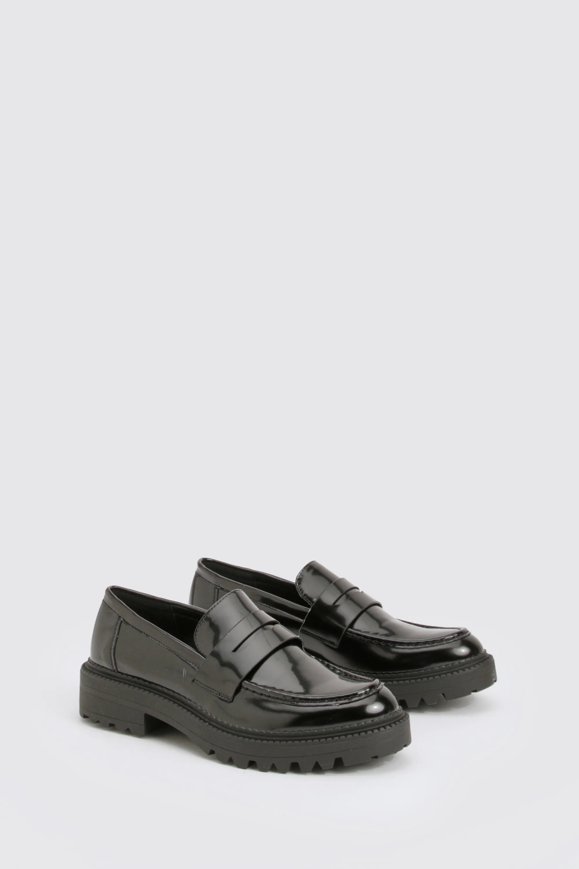 Black Patent Chunky Loafer | Boohoo | Boohoo.com (UK & IE)