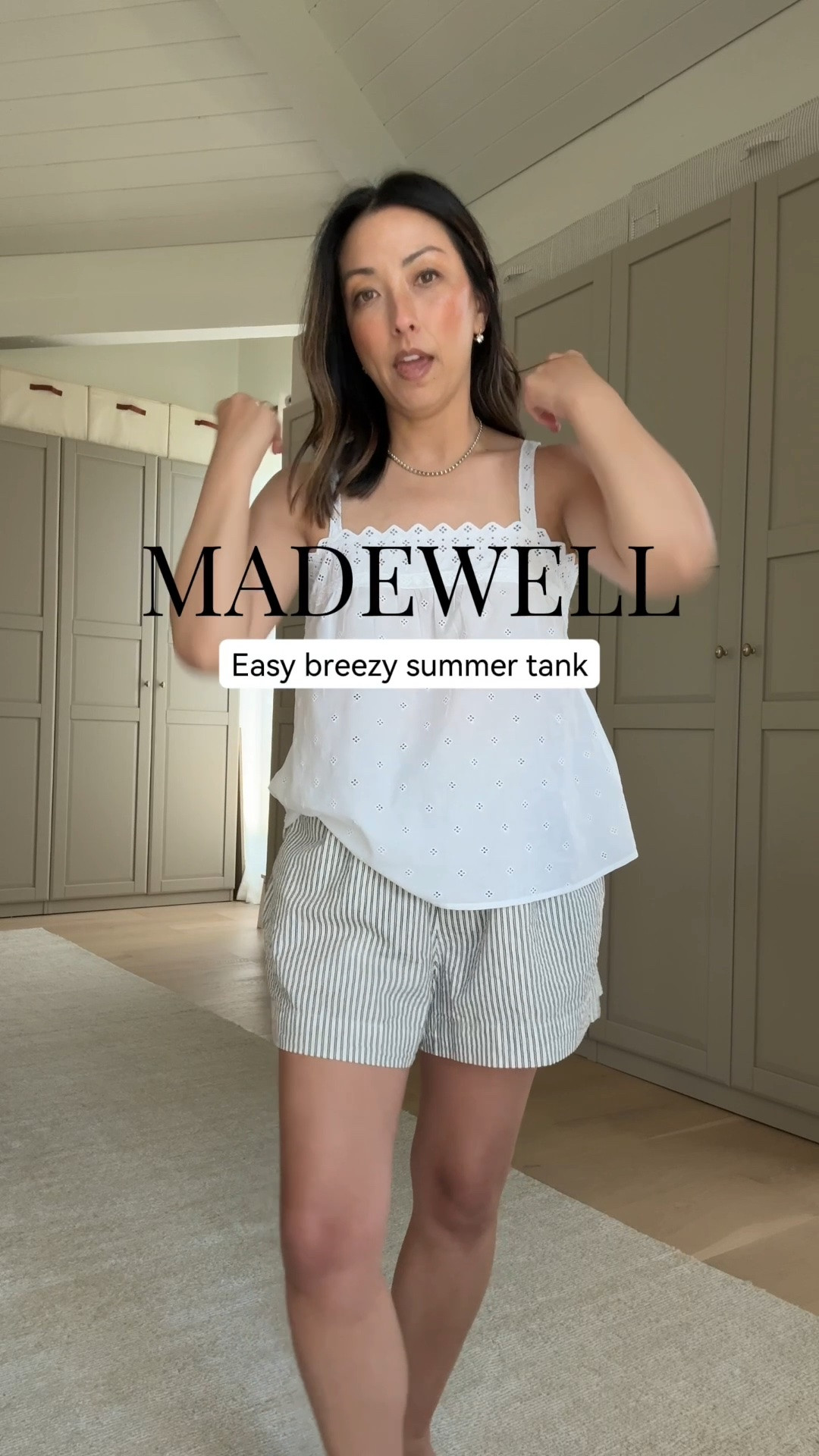 This tank has adjustable straps and the prettiest details for summer. Wearing a small in the tank and a medium in the shorts.

#LTKmomlife #LTKPetite