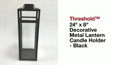 24" x 8" Decorative Metal Lantern Candle Holder Black - Threshold™ | Target