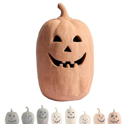 Handmade Terracotta Pumpkin Decor - Classic Jack O'Lantern Fall Decor Halloween Decorations,Farmhouse Table Festival Decoration, Porch to Indoor Decor,Natural Terracotta (Orange, A) | Amazon (US)