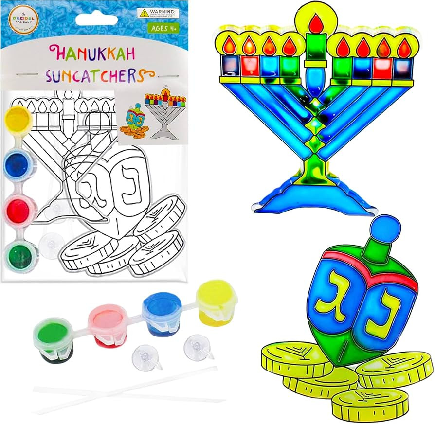 The Dreidel Company Hanukkah Suncatcher, Stained Glass Look, Chanuka Decorations, Paint Your Own ... | Amazon (US)