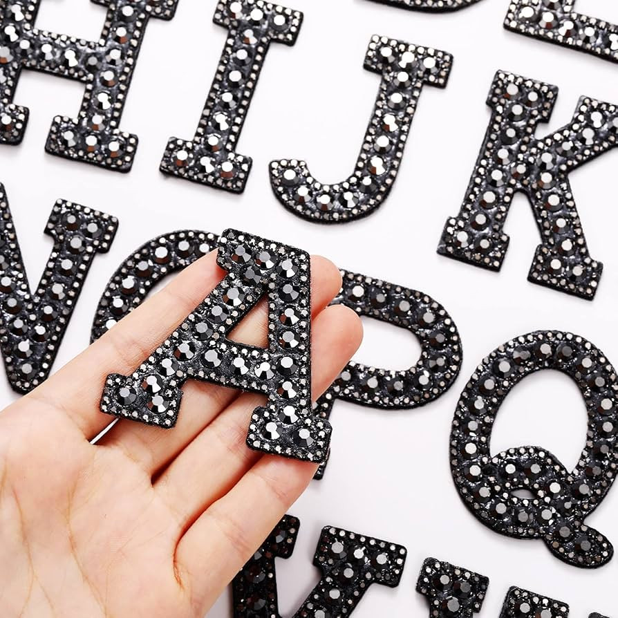 26 Pieces Rhinestone Iron On Patch A-Z White Bling Rhinestone Letter Patch Glitter Alphabet Appli... | Amazon (US)