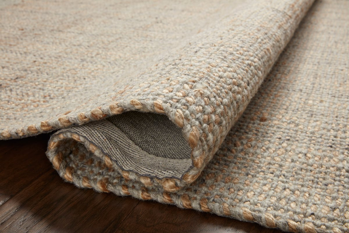 Cornwall CRN-01 Light Grey/Natural Wool/Jute Handwoven Striped Area Rug | Rugs Direct