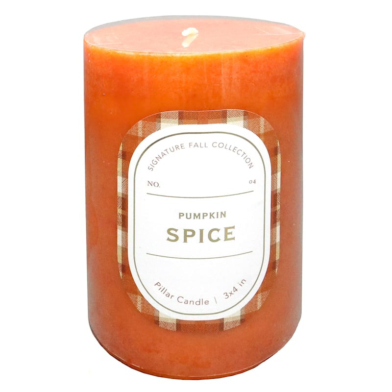 Mottled Pumpkin Spice Scented Pillar Candle, 3x4 | At Home