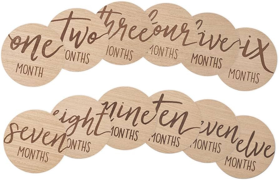 Kate & Milo Baby Monthly Milestone Marker Discs, Reversible Photo Props, Baby Growth and Pregnanc... | Amazon (US)