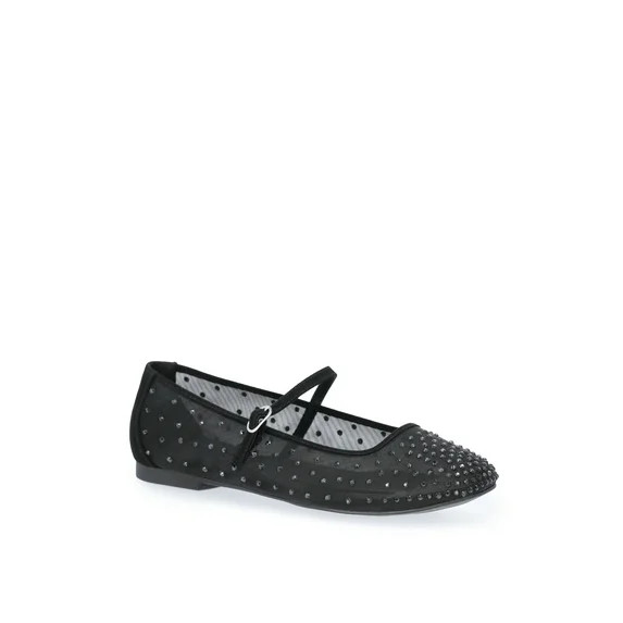 Time and Tru Women's Rhinestone Mary Jane Flats | Walmart (US)