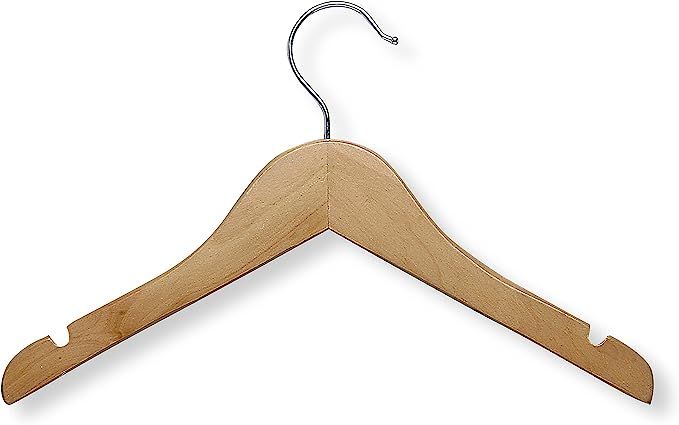 Honey-Can-Do HNG-01224 Kid's Wooden Shirt Hanger with Dress Notches, Maple, 5-Pack, Natural | Amazon (US)