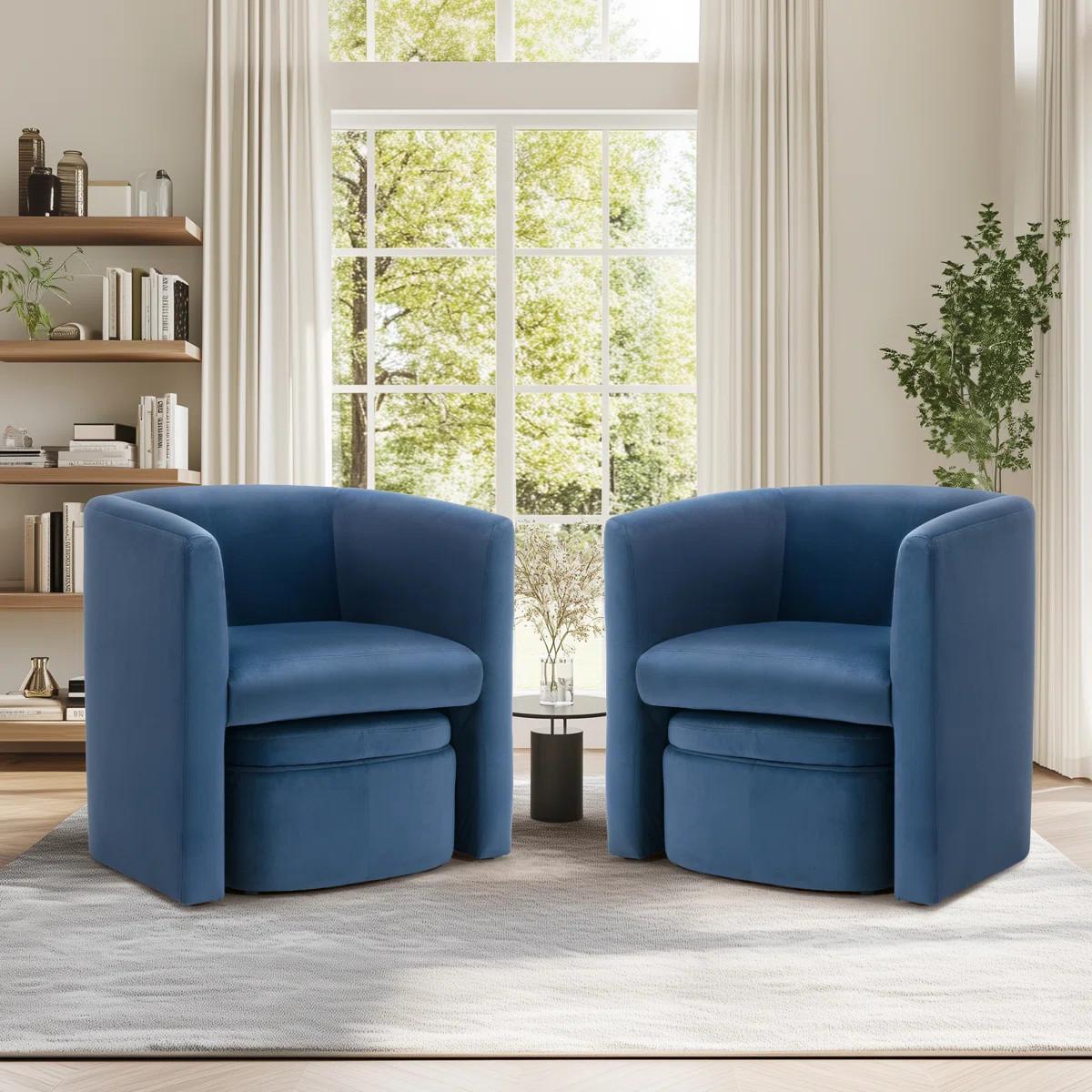 Kyah Upholstered Barrel Chair with Ottoman (Set of 2) | Wayfair North America