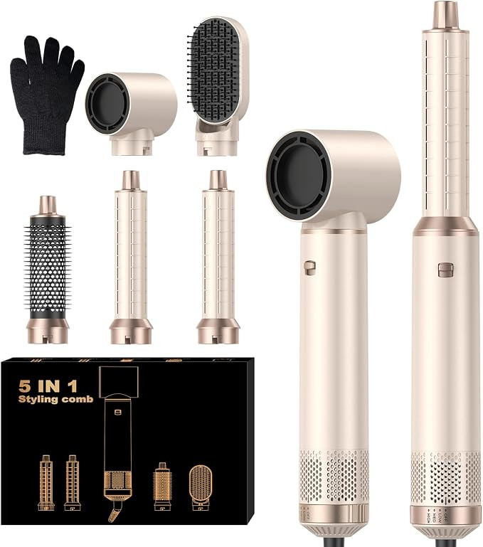 5 in 1 Hair Dryer Brush Set, Negative Ion Blow Dryer Brush Air Styler Curling Wrap Air Curler, Cu... | Amazon (US)