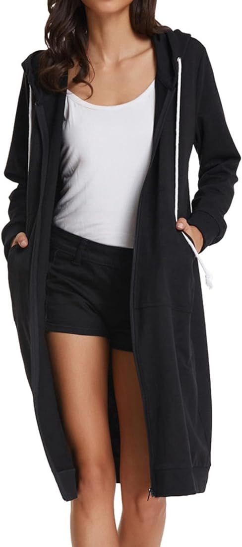 GRACE KARIN Women's Casual Pockets Zip up Hoodies Tunic Sweatshirt Long Hoodie Jacket | Amazon (US)