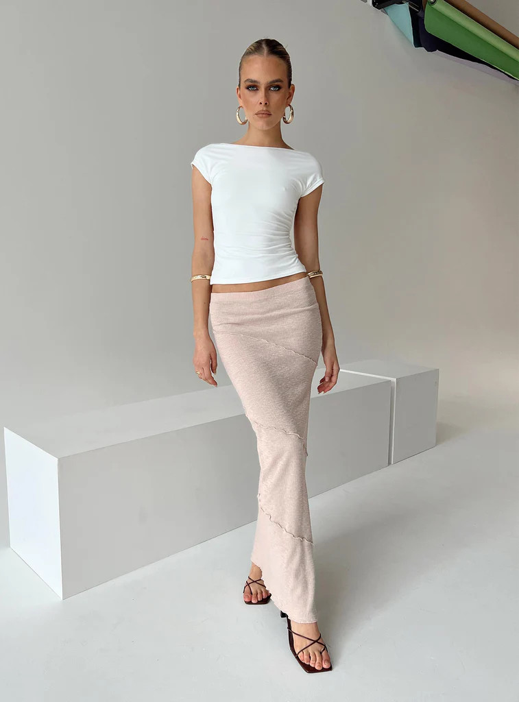 Oscar Split Maxi Skirt Beige | Princess Polly US