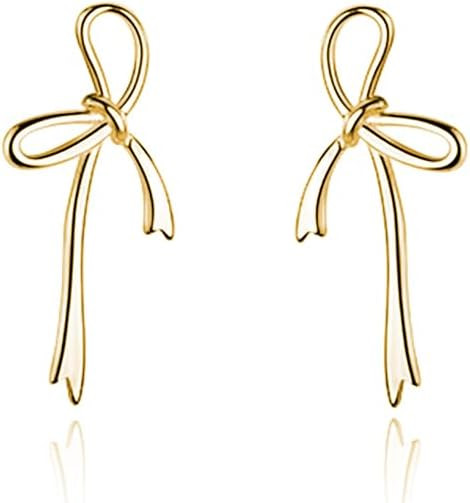 Reffeer Solid 925 Sterling Silver Bow Stud Earrings for Women Girls Bowknot Stud Earrings Drops | Amazon (US)