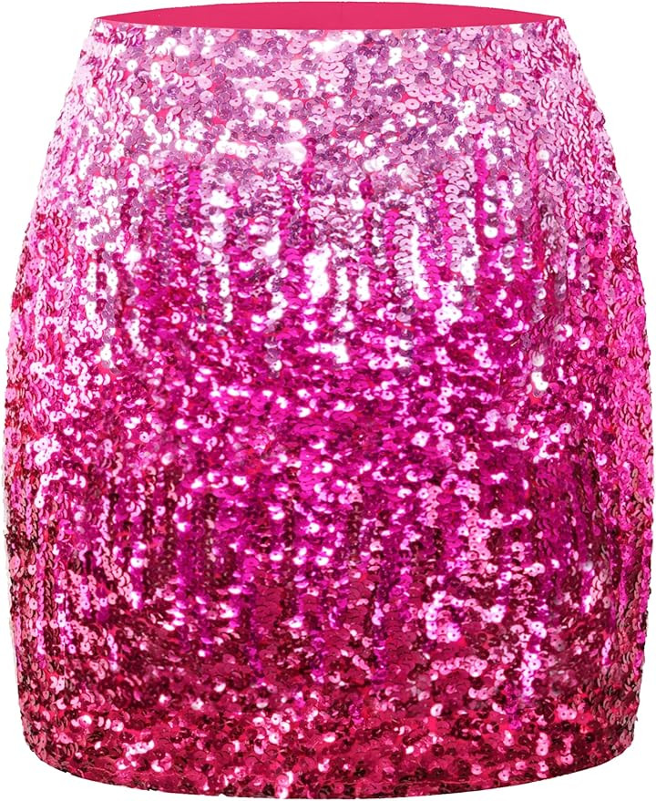 MANER Women's Sequin Skirt Sparkle Stretchy Bodycon Mini Skirts Night Out Party | Amazon (US)