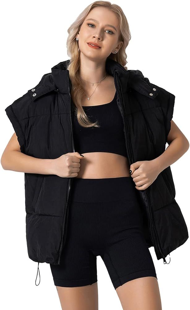 Shiyifa Women's Zip Up Puffer Vest Sleeveless Stand Collar Padded Jacket Coats | Amazon (US)